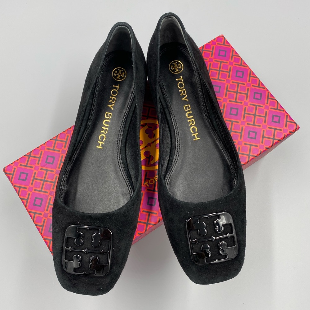 Tory Burch Suede Georgia black ballet flats - size 8.5
